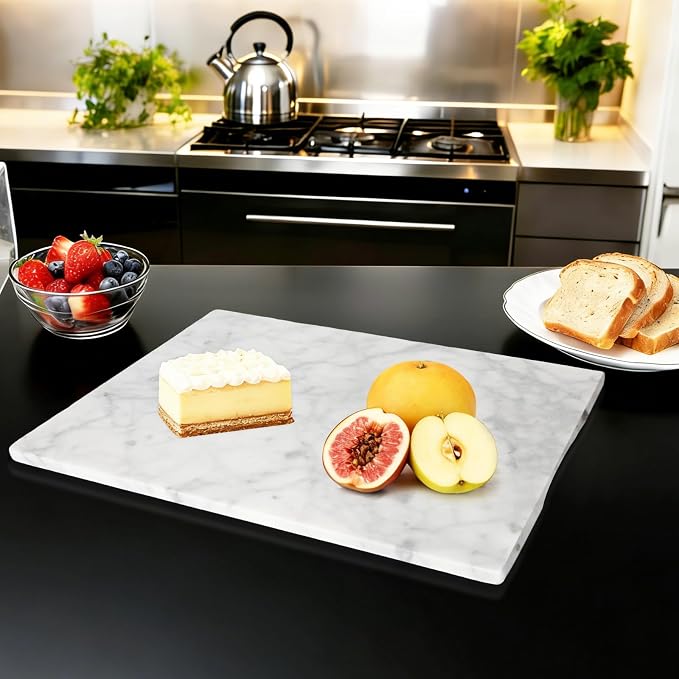 Large Italian Carrara White Marble Cutting Board for Kitchen 16x20 Inch - Stone Granite Cutting Board，Multi-Functional Marble Pastry Board for Cheese, Charcuterie - Wedding Gift, Housewarming