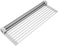 Surpahs 20.5 x 13.1 Inch Roll-Up Dish Drying Rack, Fits Across Sink Openings up to 19.5 Inches, Heavy-Duty Premium Silicone, Strong Support, Non-Slip, Heat-Resistant, Warm Gray