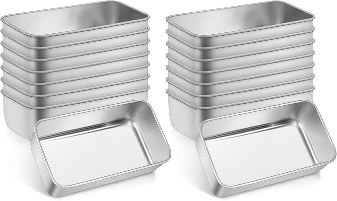 Leonyo Non-Toxic 9x5IN Stainless Steel Loaf Pan for Baking Bread,16 Pack | Metal Sandwich Bread Loaf Pans, Bread Pan Tins for Homemade Meatloaf Cakes Brownies Lasagnas, Dishwasher Oven Safe