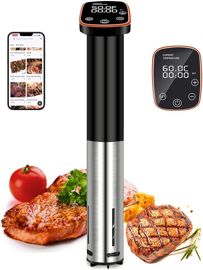 Sous Vide Machine, WiFi APP Recipes Included, Sous Vide Cooker 1100W, Immersion Circulator Precisional Cooker with Accurate Temperature, Ultra Quiet, IPX7 Waterproof, Fast Heating and Time Control