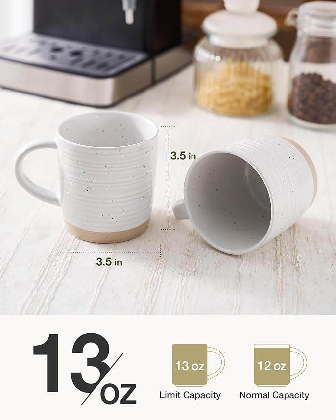 famiware Coffee Mugs Set of 8, 13 oz Mug Set, Ceramic Cup Set with Handle for Coffee, Tea, Cocoa, Milk, Constellation Series, White