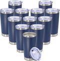 20 oz Tumbler with lid Double Wall Vacuum Insulated Tumblers Stainless Steel Coffee Mug Travel Coffee Tumbler Powder Coated Tumbler Cup Keep Hot&Cold - (Navy 12 Pack)