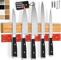 CUCINO Magnetic Knife Holder for Wall 16" - No Drilling incl. Self Adhesive Tape - Extra strong Magnet - Awarded Strip - Made of Bamboo