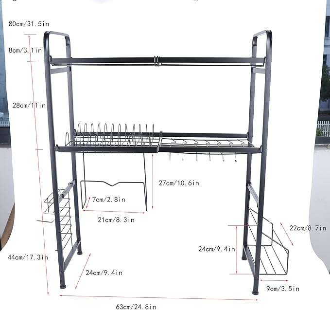 2 Tier Stainless Steel Above Sink Dish Rack Sink, Over The Sink Dish Drainer Drying Rack, Organized Space-Saving Dish Rack, Expandable Over The Sink Dish Drainer Drying Rack