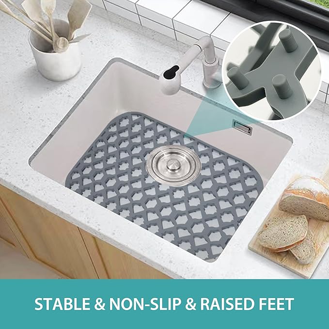 SAMSIER Silicone Sink Protectors Mats (13x11 & 14x12 & 16x12 & 18x16 & 19x14 & 21x16 & 22x13 & 25x16 & 26x14 & 28x14 & 30x16) for Bottom of Kitchen Sink (14”x12”)