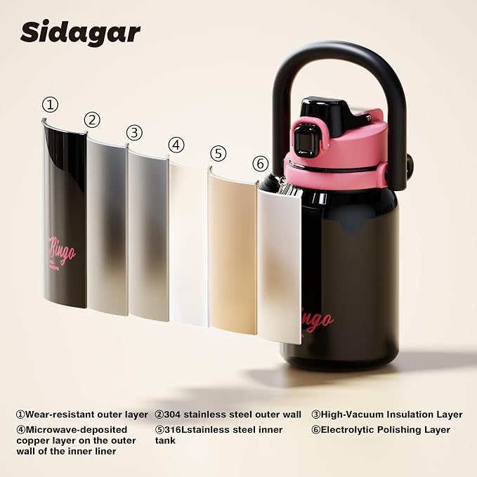 32 oz Insulated Water Bottle for Women with Straw & Handle, 316L Medical Grade Stainless Steel Tumbler, Leakproof Flask for Streetwear, Cafe Time & Trendy Aesthetic Gift, Cute Punk Black