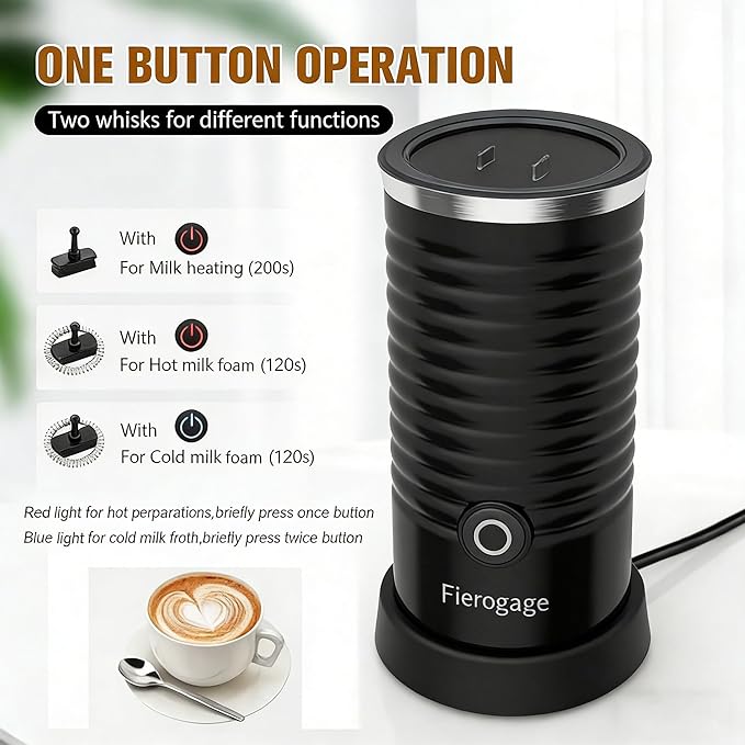 Milk Frother, Automatic Milk Steamer and Heater, 4-in-1 Multifunction Electric Hot and Cold Foam Maker and Milk Warmer for Latte, Cappuccinos, Macchiato,Black