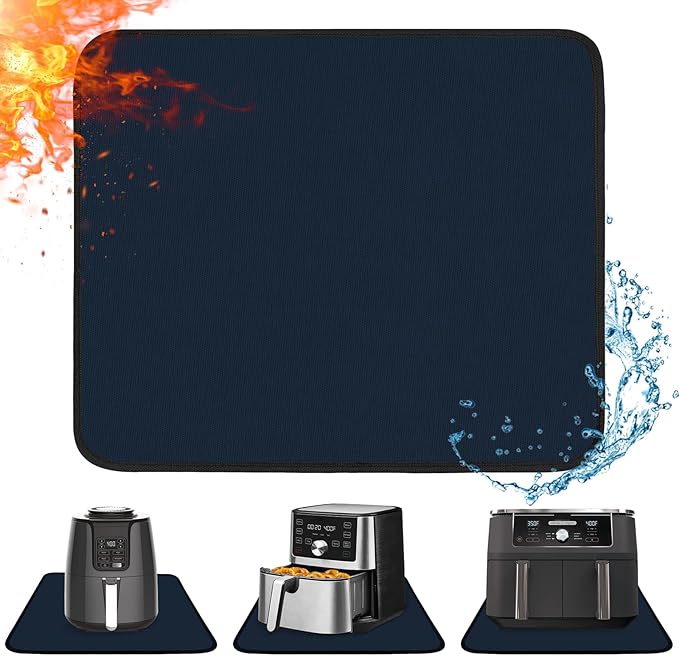Heat Resistant Mat for Air Fryer, 12 x 14in Heat Resistant Mat for Countertop, Fireproof Silicone Countertop Protector Appliance Slider Hot pod for Air Fryer, Coffee Maker, Toaster, Oven (Blue)