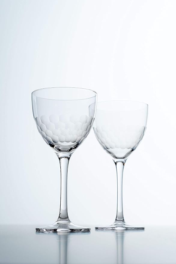 Amehla "Hive Glass Honeycomb Nick & Nora Cocktail Glasses, 5oz Coupe Martini, Manhattan, Bee's Knees Craft Cocktails Glass (Pack of 2)