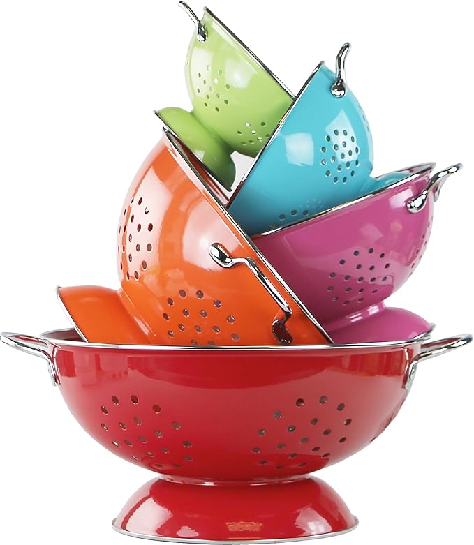 Calypso Basics by Reston Lloyd Powder Coated Enameled Colander, 1 Quart, Red