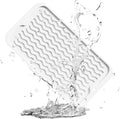 ZLR Silicone Sponge Holder & Sink Caddy Tray (6" x 12") - Narrow Dish Drying Mat for Kitchen Counter - Waterproof Soap Dispenser Organizer, Non-Slip Bathroom Vanity Tray (Milk White)