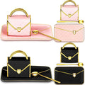 Zubebe 2 Sets Coffee Mug Elegant Handbag Shaped Cup Modern Ceramic Purse Mug with Spoon and Saucer, 10oz Cute Creative Tea Cup for Woman Girls Gift (Pink,Black)