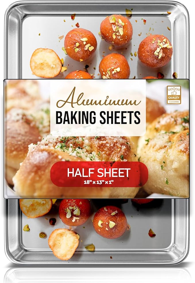 Eatex Aluminum Baking Sheet, Steel Cookie Sheet, 18” x 13” Half Sheet Baking Pan, Warp Resistant Cookie Sheets for Baking Nonstick, Baking Sheets for Oven, Durable BPA-Free Half Sheet Pans for Baking