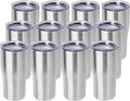DOMICARE 20oz Tumbler with Lid Stainless Steel Tumblers Bulk, Double Wall Vacuum Insulated Coffee Travel Mug, 12 Count (Pack of 1) Stainless Steel