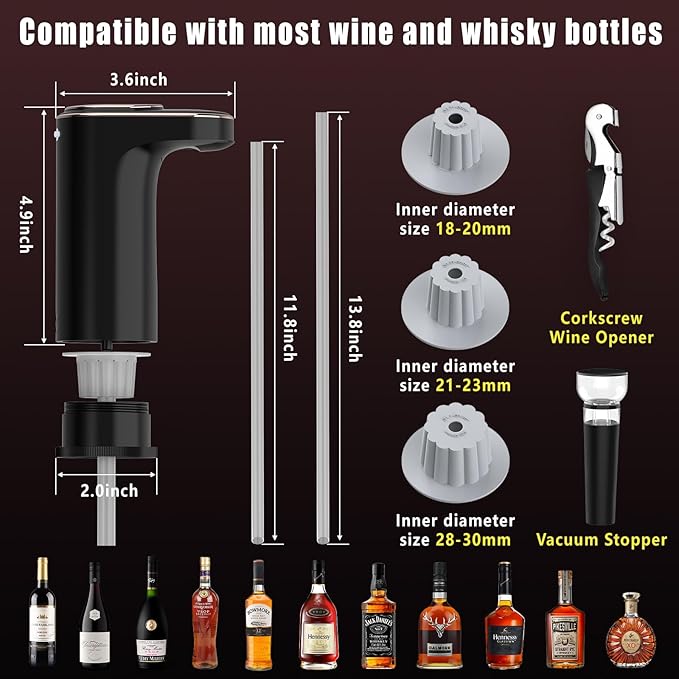 Electric Wine Aerator, Rechargeable Wine Dispenser & Decanter, 1-999ML Quantitative Pour, Self-Clean & LED Touch Screen, Automatic Wine Pourer Ideal Gift for Wine Lovers Women and Men