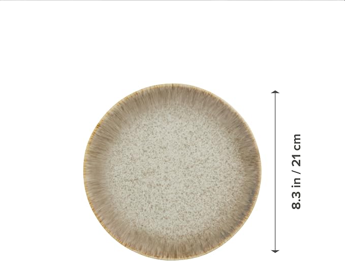 Yellowstone 4-Piece Rainwater Salad Plate Set – Durable Stoneware Plates with Reactive Glaze Finish, 8.25-Inch Diameter, Microwave & Dishwasher Safe – Rustic Modern Everyday Dinnerware