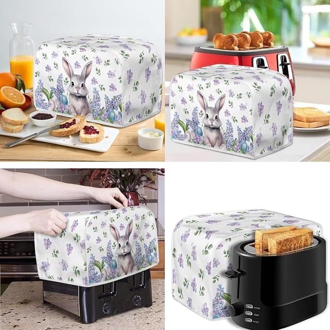 Easter Day Decoration Cute Rabbit Kitchen Appliance Covers Set - Washable Blender, Bread Maker, and 2 Slice Toaster Dust Cover Accessories - S