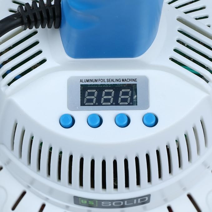 U.S. Solid Handheld Induction Sealer, 20-130mm Adjustable, Portable Electromagnetic Heat Cap Seal Machine for Plastic & Glass Bottles, Power & Time Control, Ideal for Packaging & Sealing