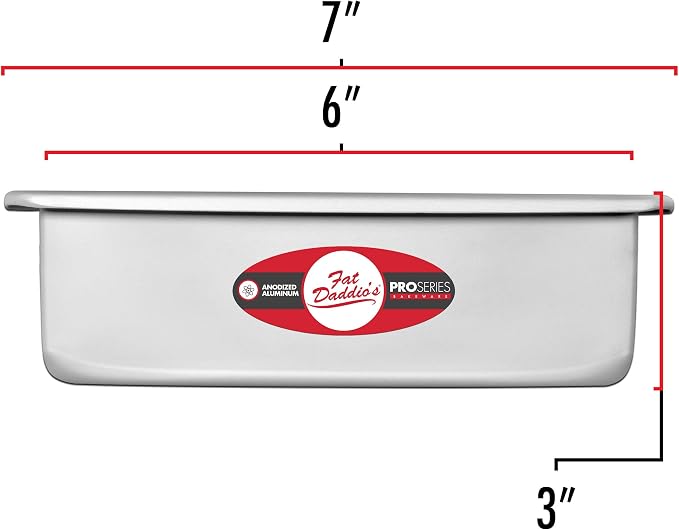 Fat Daddio's PSQ-663 Anodized Aluminum Square Cake Pan, 6 x 3 Inch
