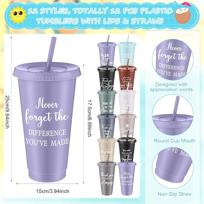 Shellwei 36 Pcs Employee Appreciation Gifts Bulk 24 oz Thank You Tumbler with Lid and Straw Mini Spiral Notebooks and Pens Appreciation Gifts for Team Employee Coworkers Teacher (Amazing)