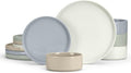 E-far Stoneware Dinnerware Sets, 12-Piece Plates and Bowls Dish Set for 4, Kitchen Modern Dinning Ware, Chip and Scratch Resistant, Microwave & Dishwasher Safe, Speckled Multicolor