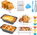 Air Fryer Accessories, 16pcs Set for Ninja DZ401 DZ201 Foodi Dualzone Air Fryers with 100pcs Air Fryer Liners, 2 Non-Stick Pans, Bread,Toasting,Skewer Racks, Food clip, 6 Cake Cups, 2 Mitts