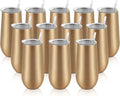 Lifecapido 12 Pack Stemless Champagne Tumblers, 12oz Insulated Stainless Steel Flute Glass for Birthday Party Wedding Christmas (Gold)