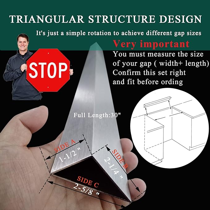 30" Slide In Range or Stove Rear Filler Trim Kit, Universal Fill Strip for Gap Between Slide-In Stove Range and Wall, W10113901A Compatible with Whirlpool and Most Brand, Durable Aluminum, Sliver