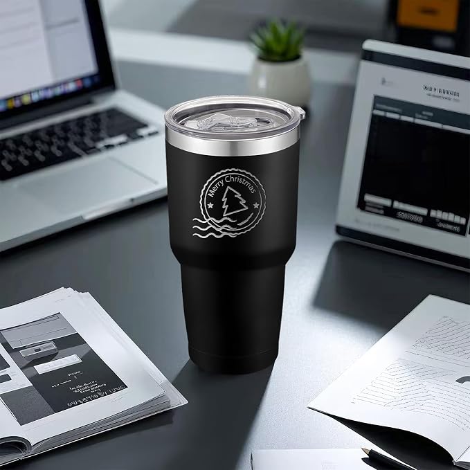 YOUKE OLA 12 Pack Insulated Tumbler Powder Coated Stainless Steel Double Wall Vacuum Travel Coffee Tumbler Cup with Lid and Straw for Laser Engrave DIY Gift 30oz Black