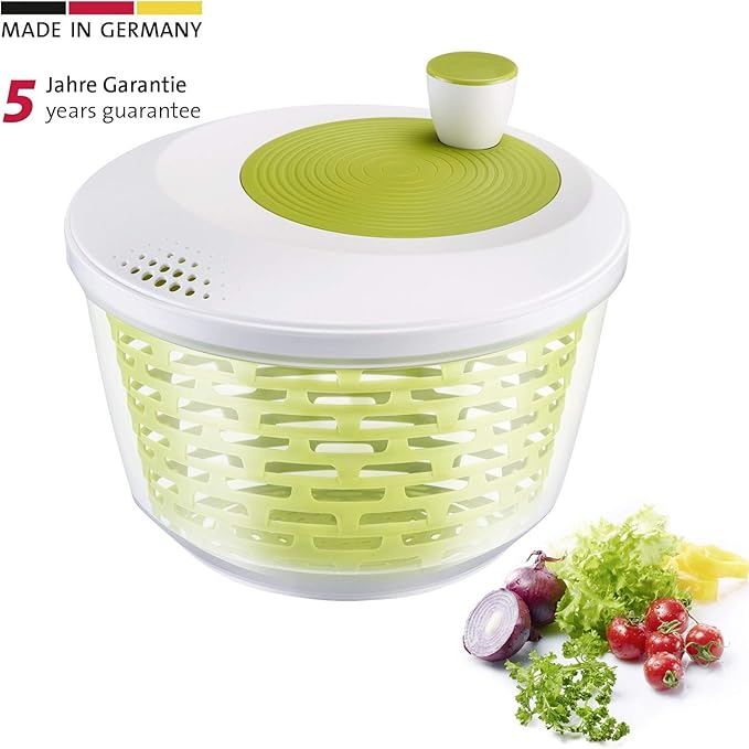 Westmark Salad Spinner, Capacity: 4.4 litres, ø 23.5 cm, Plastic, BPA-Free, Spinderella, Colour: Transparent/White/Green, 243022E1