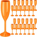 Maxcheck 24 Pcs Champagne Flutes Bulk Acrylic Toasting Drinking Flute Unbreakable Goblet Champagne Cups 6 oz Plastic Wine Glasses for Mother's Day Wedding Bridal Shower Anniversary Party (Orange)