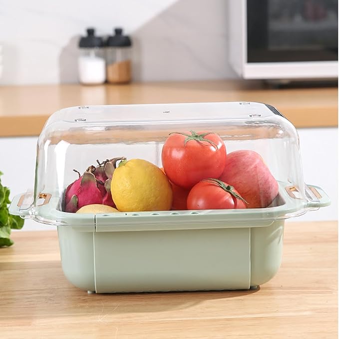 Basket Storage Box Kitchen Extendable Over Sink Colander Expandable Dish Drying Rack Double Layer Retractable Drainer Fruit