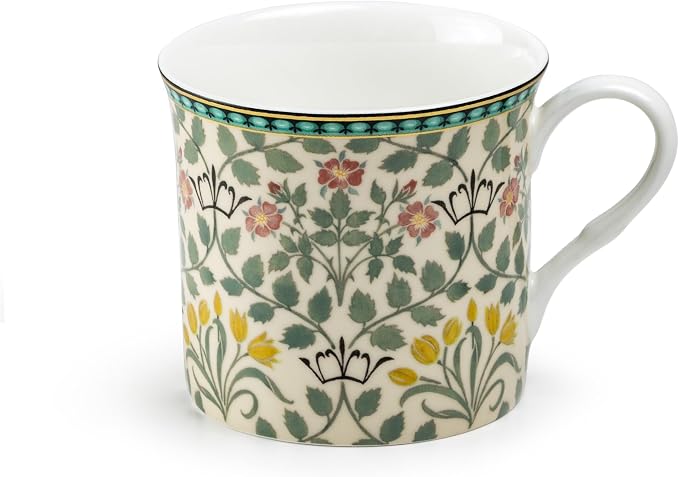 Grace Teaware Bone China Morris English Heritage Floral Coffee Tea Mugs 10-Ounce (4 Assorted Patterns) (Set of 4), Multicolor