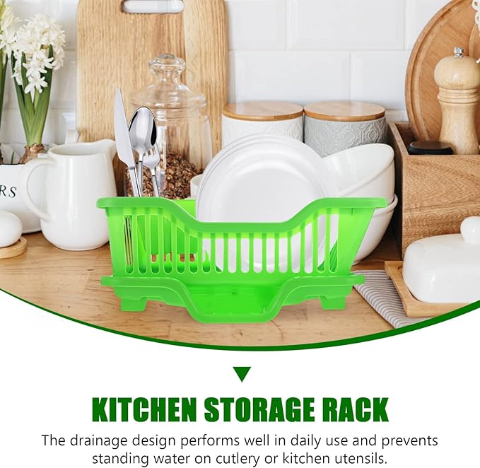 IMIKEYA Green Dish Rack Dish Drainers Kitchen Sink Drying Rack Plastic Household
