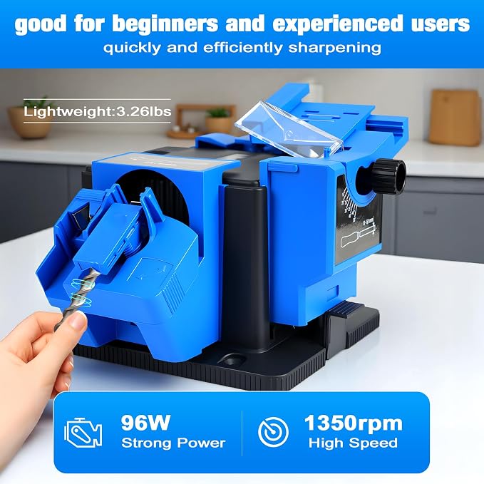 3-in-1 Multifunction Electric Drill Bit Sharpener for Knife, drill, Chisel, Scissor, Grinder with Adjustable Angles, 96W 1350rpm drill doctor afilador de brocas, Compact Design ﻿