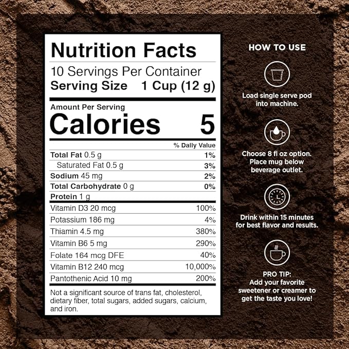 VitaCup Organic Genius Keto Coffee Pods, Increase Energy & Focus w/MCT Oil, Turmeric, B Vitamins, D3, Medium Dark Roast, Bold, Smooth, Single Serve Pod Compatible w/Keurig K-Cup Brewers, 10 Ct