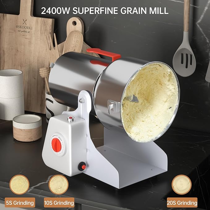 Electric Grain Mill Grinder 700g,High Speed 1800W Spice Herb Mill Grinders, Stainless Steel Pulverizer Powder Machine for Dry Cereals Grains Herbs Spice Coffee Corn Bean Pepper,Swing Type