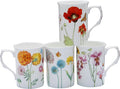 Bone China Coffee Tea Mugs 9-Ounce, Assorted Set of 4 (Wildflower Garden)