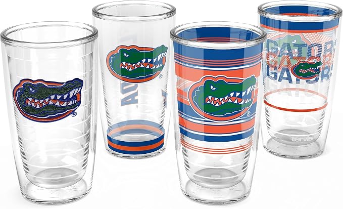Tervis Florida Gators - Assorted Made in USA Double Walled Insulated Tumbler Travel Cup Keeps Drinks Cold & Hot, 16oz 4pk, Classic