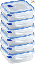 Sterilite Ultra-Seal 4 Cup Square, Airtight Food Storage Container, Latching Lid, Microwave and Dishwasher Safe, Clear With Blue Gasket, 6-Pack