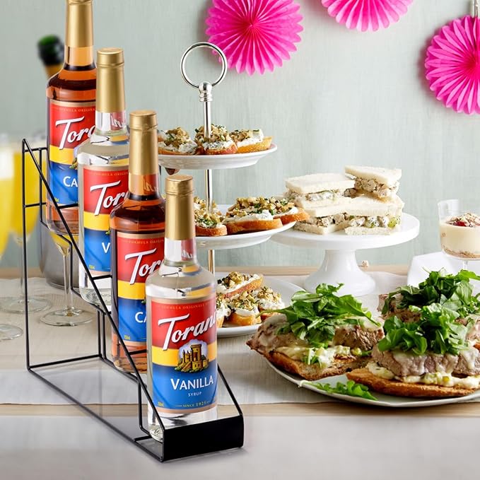 kimilus Coffee Syrup Rack for Coffee Bar Accessories, Fits with Torani and Monin Syrup, Coffee Bar Organizer Holds 4 Bottles 2 Pack