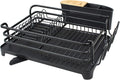 BRIAN & DANY Aluminum Dish Drying Rack, Dish Racks for Kitchen Counter, Dish Drainer with Removable Cutlery Holder & Cup Holder, 16.5" L x 11.8" W, Black