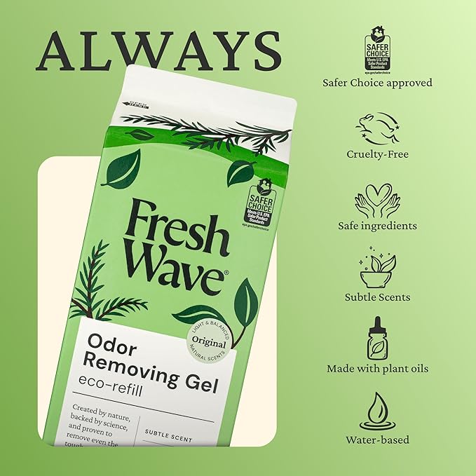 Fresh Wave Odor Removing Gels Bundle: Original Scent 3-Pack 7oz. & 63oz. Gel Refill