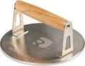 Smash Burger Press, 7 Inch 3mm Thickened Food Grade Stainless Steel Heavy Duty Round Grill Griddle Press with Wood Handle, Non-Stick for Hamburger Bacon Steak Panini