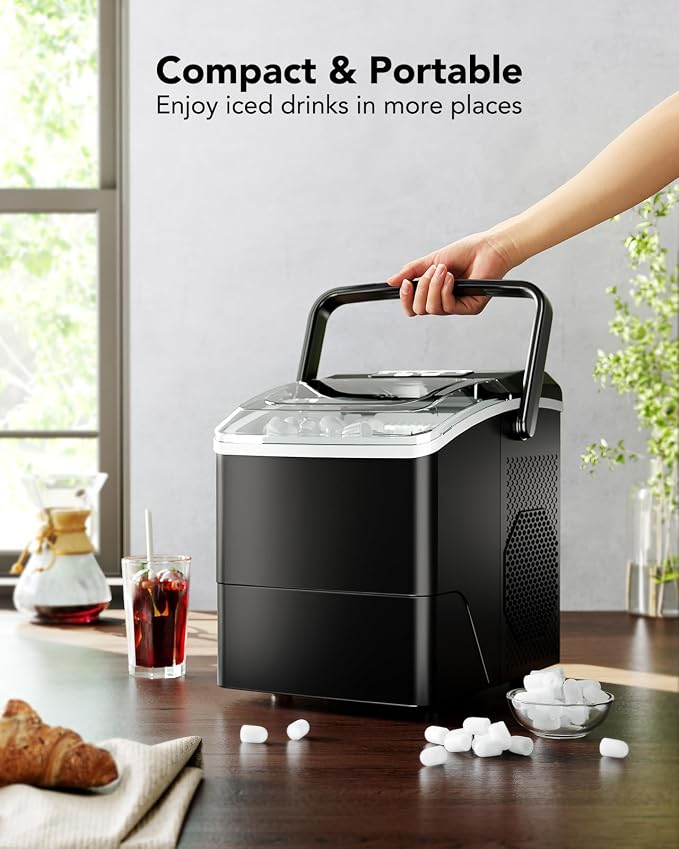 Ice Makers Countertop - Ice Maker Machine 6 Mins 9 Bullet Ice, 26 Lbs/24 Hrs, Portable Countertop Ice Maker with Self Cleaning Function, Ice Maker for Home/Kitchen/Party, Black