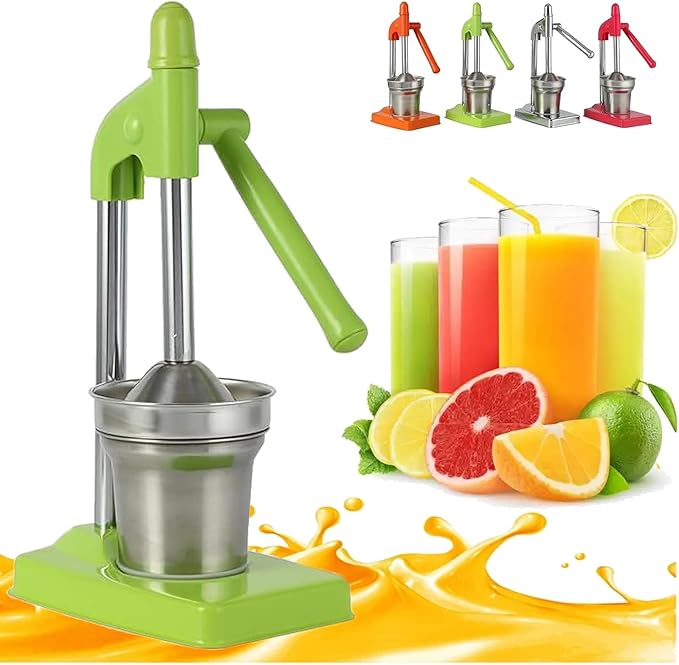 Cast Iron Juicer Hand Press, Heavy Duty Countertop Lime Citrus Crush, Self-Weighted Pressure Rod, Professional Heavy Duty Hand Press with Non Skid Cup Base for Home and Kitchen