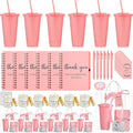 Nuogo 6 Sets New Parent Shower Prizes for Player Winners Adult, Wedding Bridal Shower Gift, Plastic Tumbler Notebook Scented Candle Ballpoint Pen Bag (Pink Color,Classic Style)