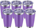 VEGOND 20oz Tumbler with Lid and Straw Stainless Steel Tumbler Cup Bulk Vacuum Insulated Double Wall Travel Coffee Mug Powder Coated Coffee Cup, Purple, 6 Pack