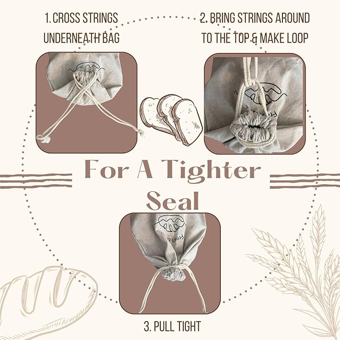 3-Pack Linen Bread Bags for Homemade Bread – Reusable Bread Storage Bags with Inner Lining – 12"x15" Sourdough Bread Bags – Eco-Friendly Baking Supplies & Gifts for Home Bakers by Simply H&K