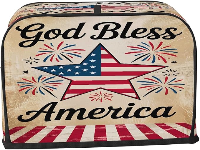 American Flag Stars 4 Slice Toaster Cover Dust And Fingerprint Bread Maker Cover Bakeware Protector Washable Appliance Covers Kitchen Accessories For Home Kitchen Women Gift
